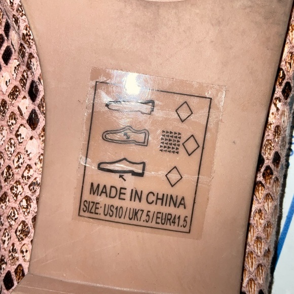 Quipid SNAKE skin blush pink brown with gold flat pointed loafer shoes size 10 - Picture 8 of 9